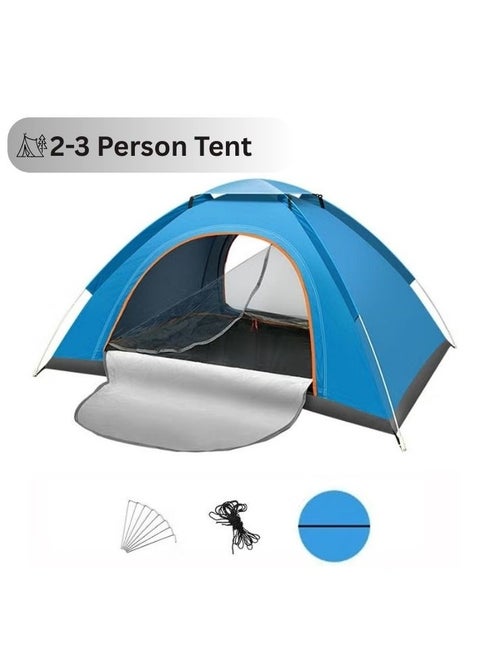 Camping Tent 2-3 Person,Portable Outdoor Tent,Easy Setup,with Carrying Bag,Pop up Tents Desert Camping(Blue)